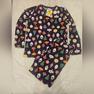 Festive‎ Kids Pajama Set - Blue with Holiday Prints